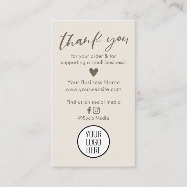 Modern Neutrals Thank You For Your Order Cards (Front)