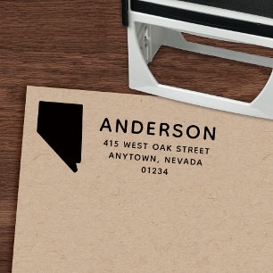 Modern NEVADA State Shape Return Address Self-inking Stamp