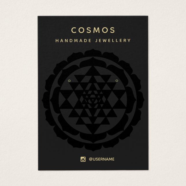 Modern New Age Black Earring Jewelry Display Card (Front)