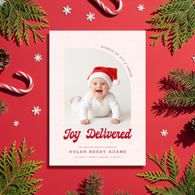 Modern New Baby Birth Announcement Arch Photo Card (Creator Uploaded)