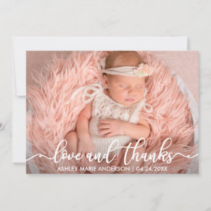 Modern New Baby Love and Thanks Photo Card W