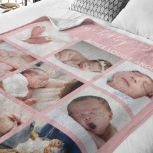 Modern New Baby   Photo Collage Gift Fleece Blanket