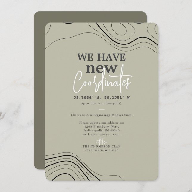 Modern New Coordinates Green Moving Announcement (Front/Back)