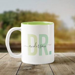 Modern New Doctor PhD Custom Name Appreciation Two-Tone Coffee Mug