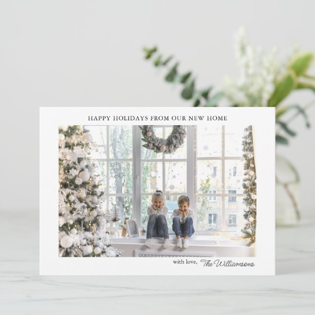 Modern New Home Address Christmas Photo Holiday Card (Standing Front)