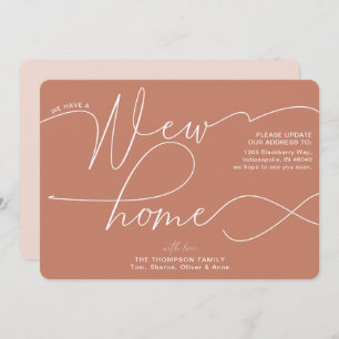 Modern New Home Calligraphy Rust Moving Announcement