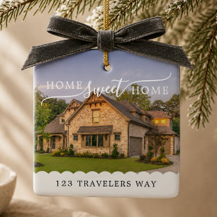 Modern New Home House Photo Ceramic Ornament