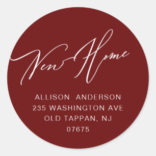 Modern New Home Return Address Classic Round Stick Classic Round Sticker