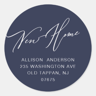 Modern New Home Return Address Classic Round Sticker