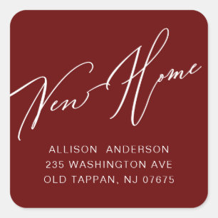 Modern New Home Return Address Square Sticker