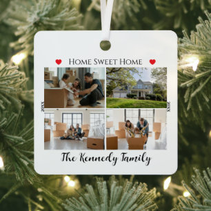 Modern new home sweet home Custom Photo Collage  Metal Tree Decoration