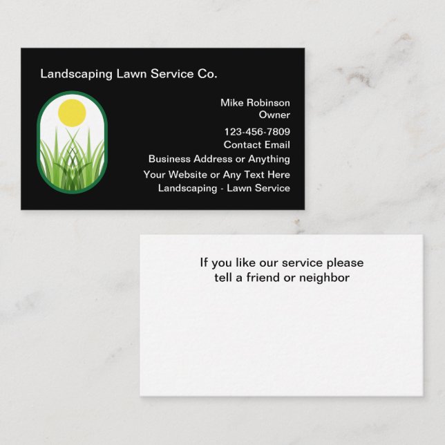 Modern New Landscaping Lawn Service Business Card (Front/Back)
