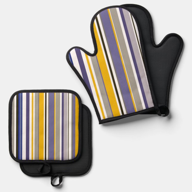 Modern new season Stripes Oven Mitt & Pot Holder Set (Front/Back)