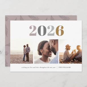 Modern New Year   3 Photo Holiday Card