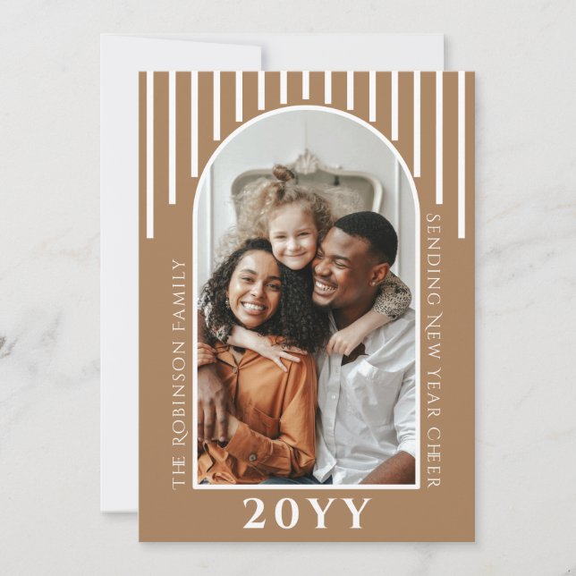 Modern New Year Cheer Photo Card Message on Back (Front)