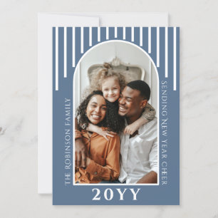 Modern New Year Cheer Photo Card Message on Back