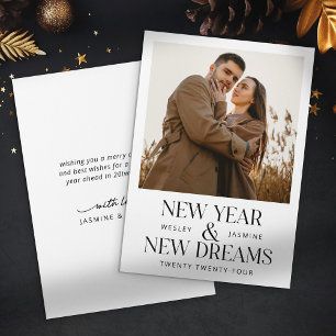 Modern New Year New Dreams Christmas Couple Photo Holiday Card