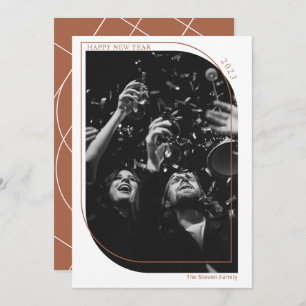 Modern  new year overlay photo terracotta holiday card