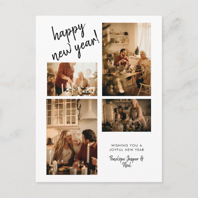 Modern New Year Photo Postcard (Front)