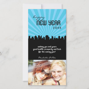 MODERN NEW YEAR PHOTOCARD :: cityscape P4 Holiday Card