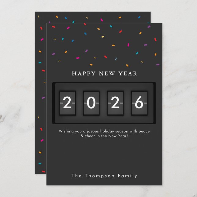 Modern New Year Simple Countdown Confetti (Front/Back)