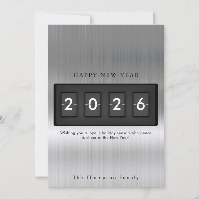 Modern New Year Simple Countdown Silver (Front)