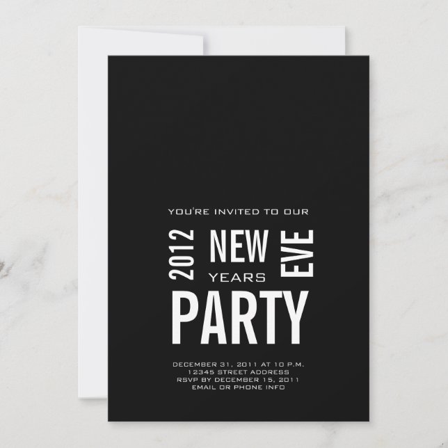 Modern New Years Eve Party Invitation (Front)