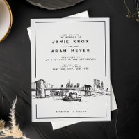 Modern New York City Brooklyn Sketch Wedding
