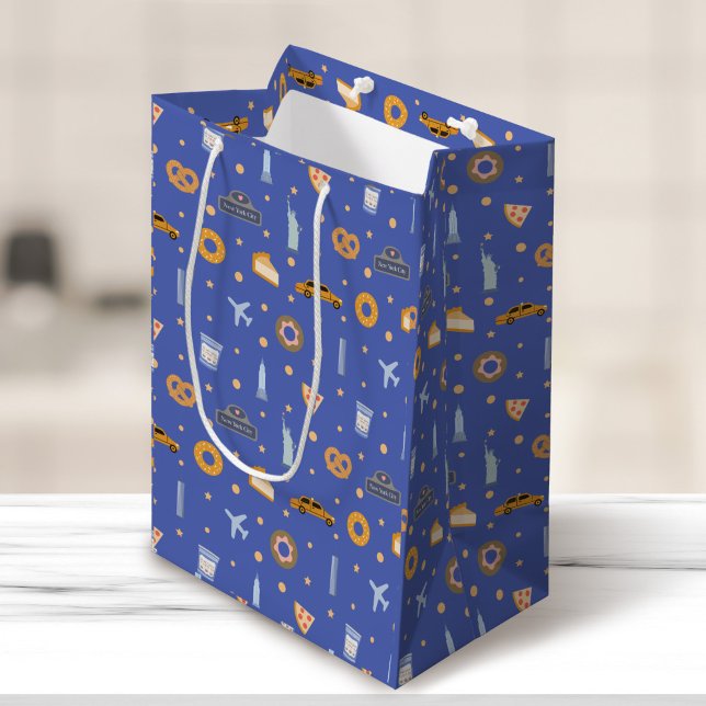 Modern New York City Pattern Blue Medium Gift Bag (Creator Uploaded)