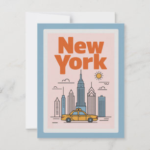 Modern New York City Travel Minimalist Skyline  Postcard