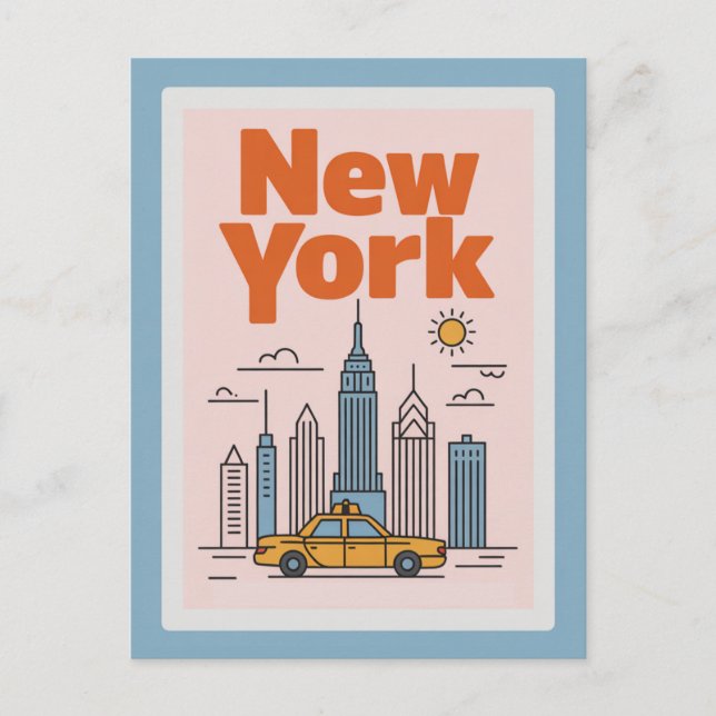 Modern New York City Travel Minimalist Skyline  Postcard (Front)
