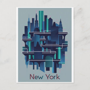 modern new york futuristic postcard