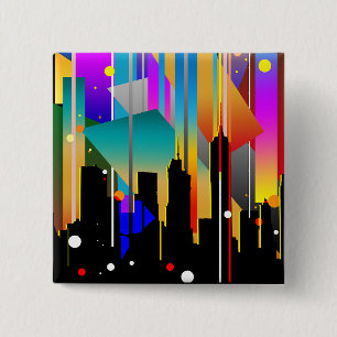 Modern New York Geometrical Shapes Abstract 15 Cm Square Badge