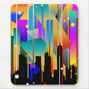 Modern New York Geometrical Shapes Abstract Mouse Mat