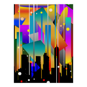 Modern New York Geometrical Shapes Abstract Poster
