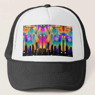 Modern New York Geometrical Shapes Abstract Trucker Hat