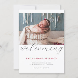 Modern Newborn Baby Birth Photo Simple Welcoming Announcement