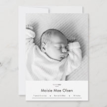 Modern Newborn Photo Birth Announcement