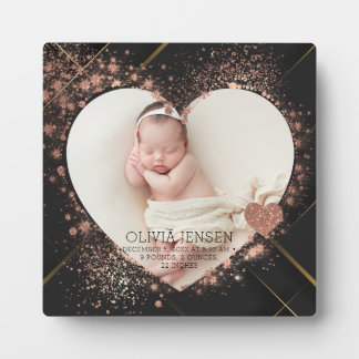 Modern Newborn Photo Birth Stats  Plaque