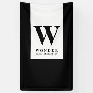 Modern Newly Wed Monogram   Black Minimalist Logo Banner