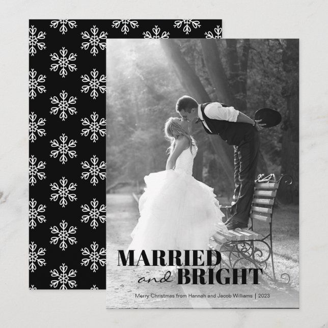 Modern Newlywed Christmas Holiday Card (Front/Back)