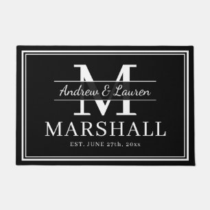 Modern Newlywed Couple Monogrammed Just Married Doormat