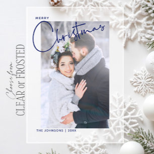 Modern Newlywed Merry Christmas Minimalist Photo Acrylic Invitations
