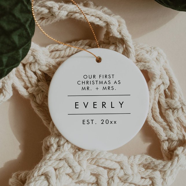 Modern Newlywed Ornament Newlywed Christmas Simple (Creator Uploaded)