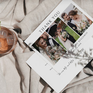 Modern Newlyweds 3 Photo Wedding Thank You Card