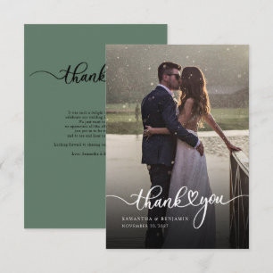 Modern Newlyweds Photo Hand-Lettered Wedding Thank You Card