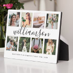 Modern Newlyweds Wedding Photo Collage Keepsake Plaque<br><div class="desc">Special personalised newlywed wedding photo collage plaque to display your own special wedding photos and memories. Our design features a simple 8 photo collage grid design with your last name designed in a beautiful handwritten black script style. Each photo is framed with a simple offset gold coloured border. Customise with...</div>