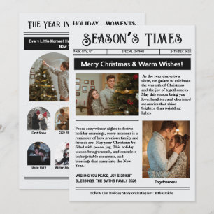 Modern Newsletter Arch Photo Collage Christmas Holiday Card