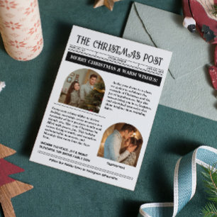 Modern Newspaper Arch Photo Collage Christmas Holiday Card