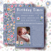 Modern Newspaper Flat Birth Announcement Card